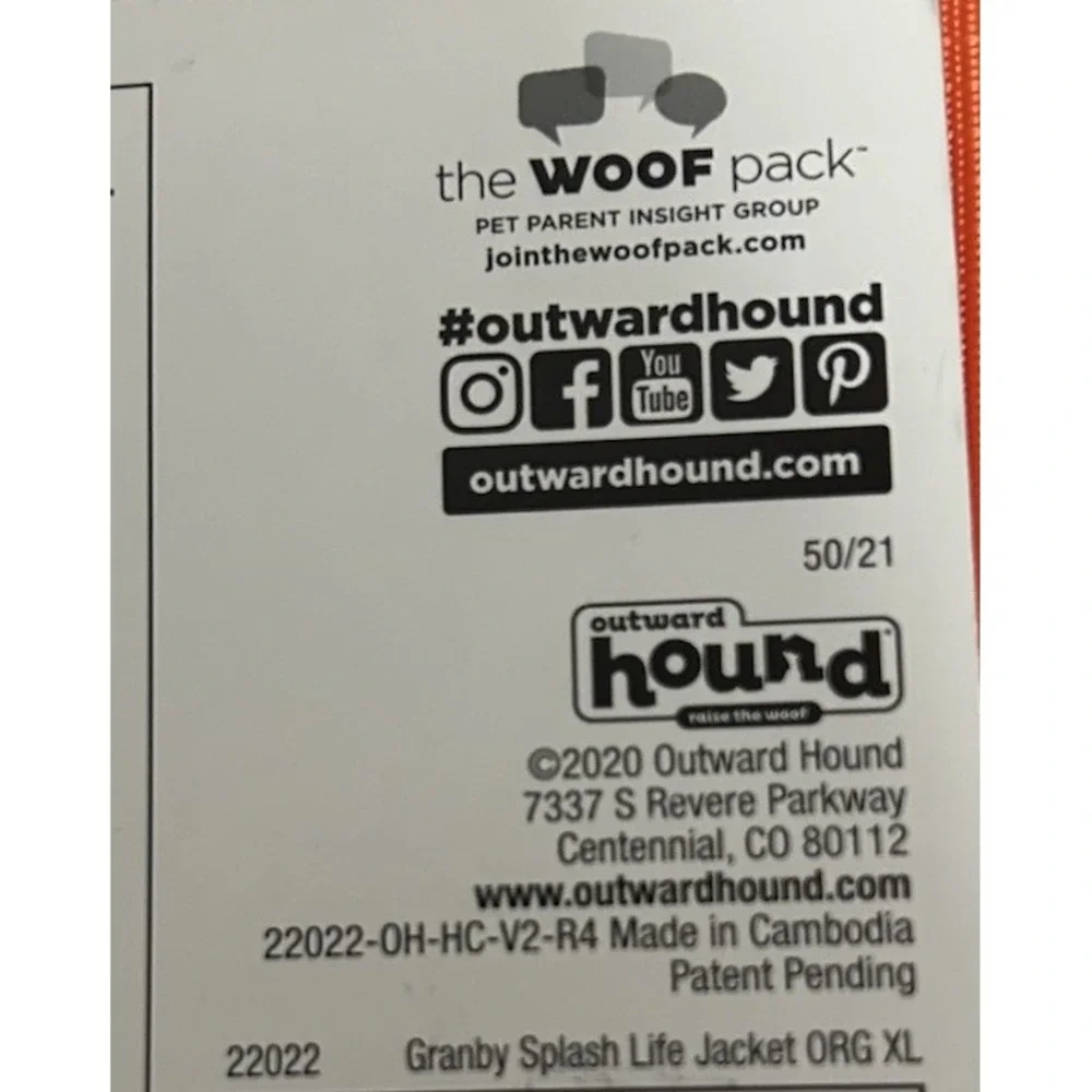 New Outward Hound Granby Life Jacket X-large Dogs 85 - 100 Lbs/Girth 33-44 inch